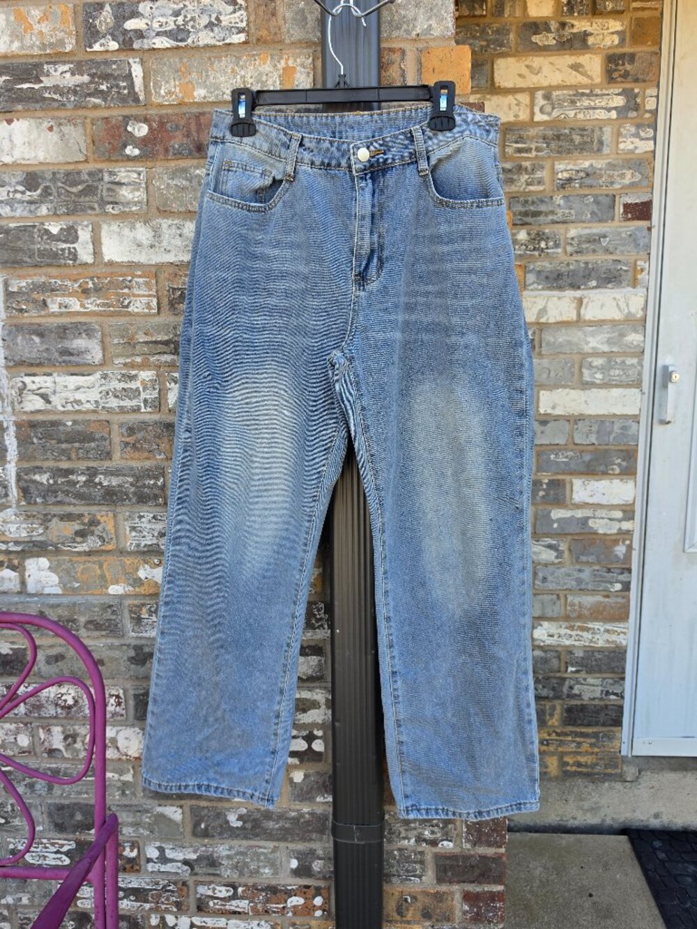 Women's Light Wash Straight Leg Jeans Size L – High Rise Denim